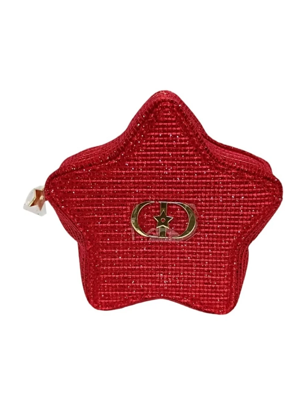Dior Red Star Glitter Cosmetic Pouch Holiday Makeup Bag w/ Original Box New